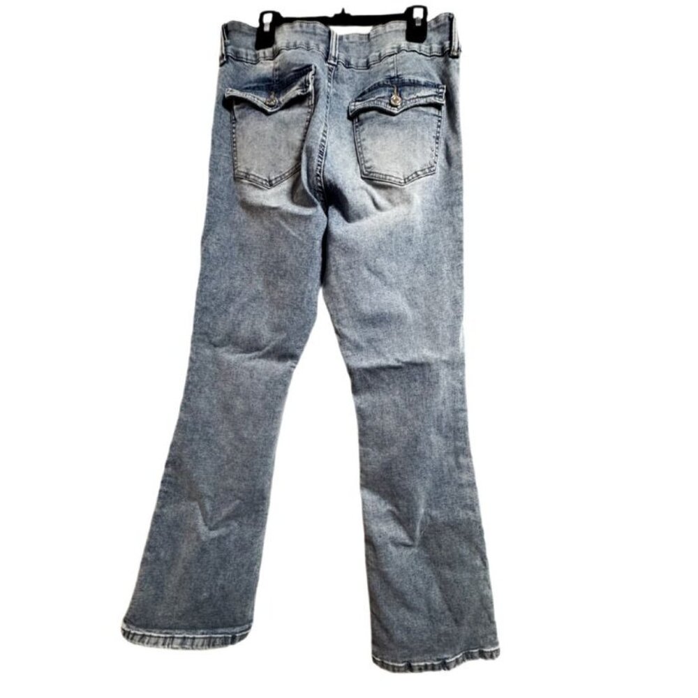 Rachel Roy Light Wash Flare Jeans Size 10 High Rise Bootcut Stretch Denim - Picture 4 of 7